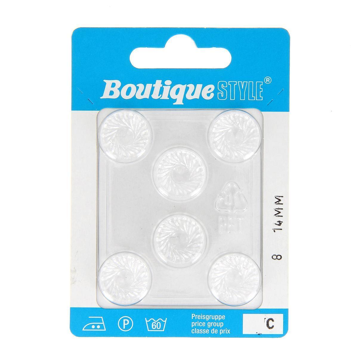 6 boutons - Plastique - Ø 14 mm - Blanc
