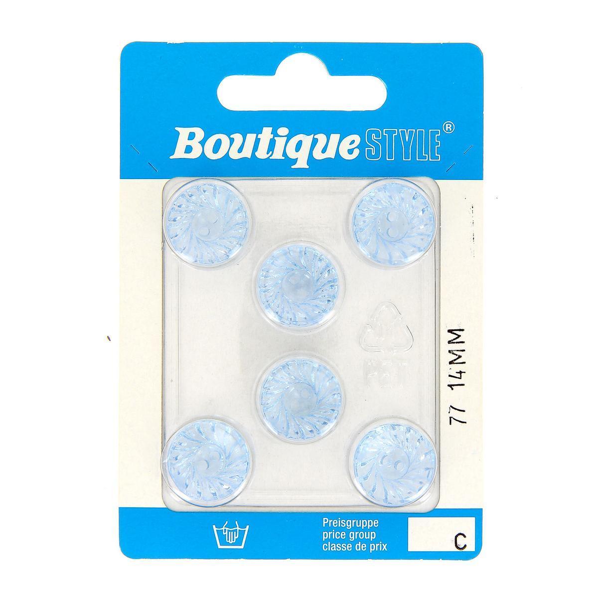 6 boutons - Plastique - Ø 14 mm - Bleu clair