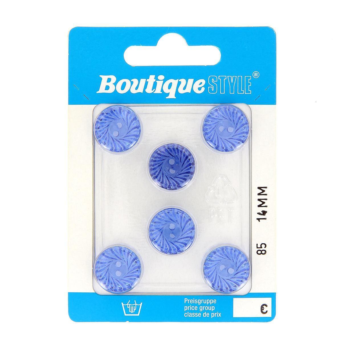 6 boutons - Plastique - Ø 14 mm - Bleu foncé