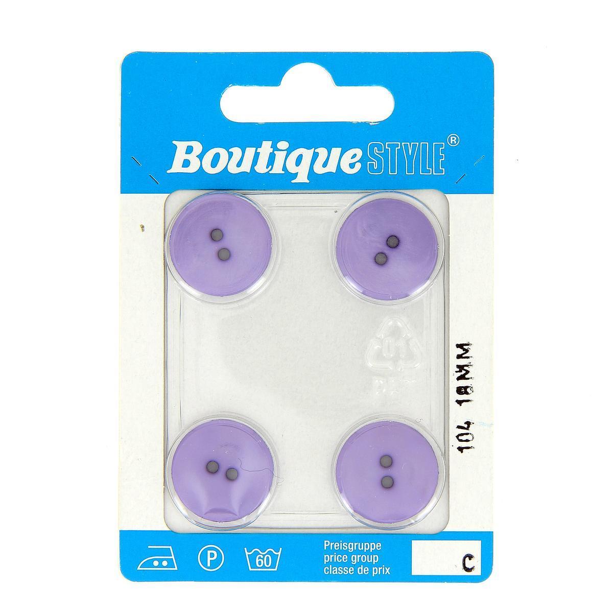 4 boutons - Plastique - Ø 18 mm - Violet