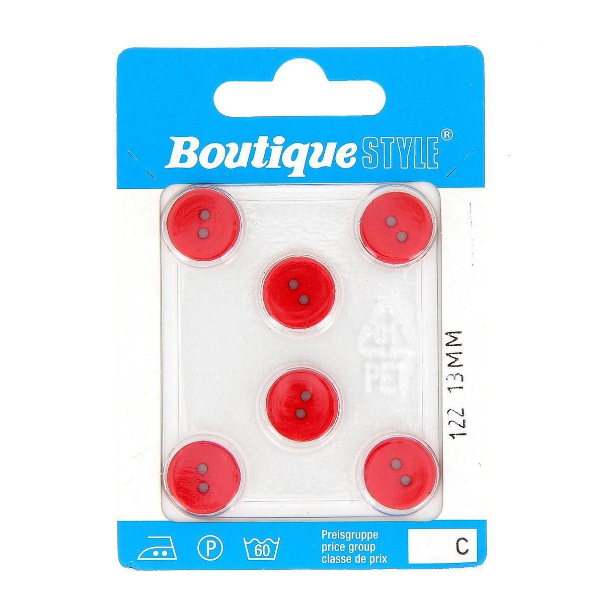 6 boutons - Plastique - Ø 13 mm - Rouge