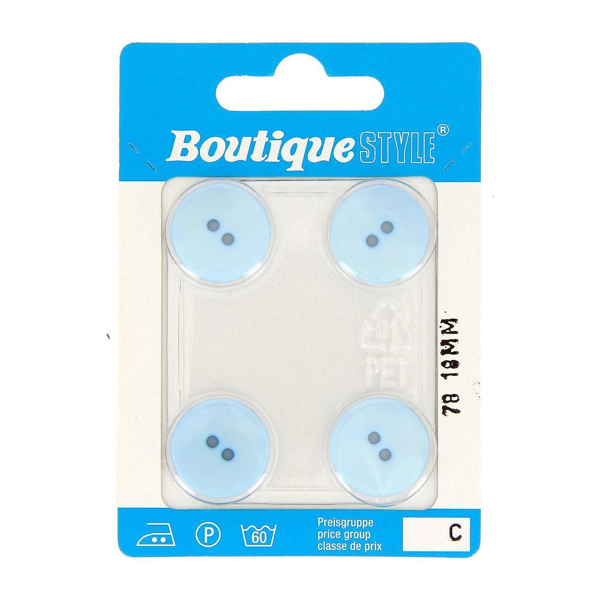 4 boutons - Plastique - Ø 18 mm - Bleu