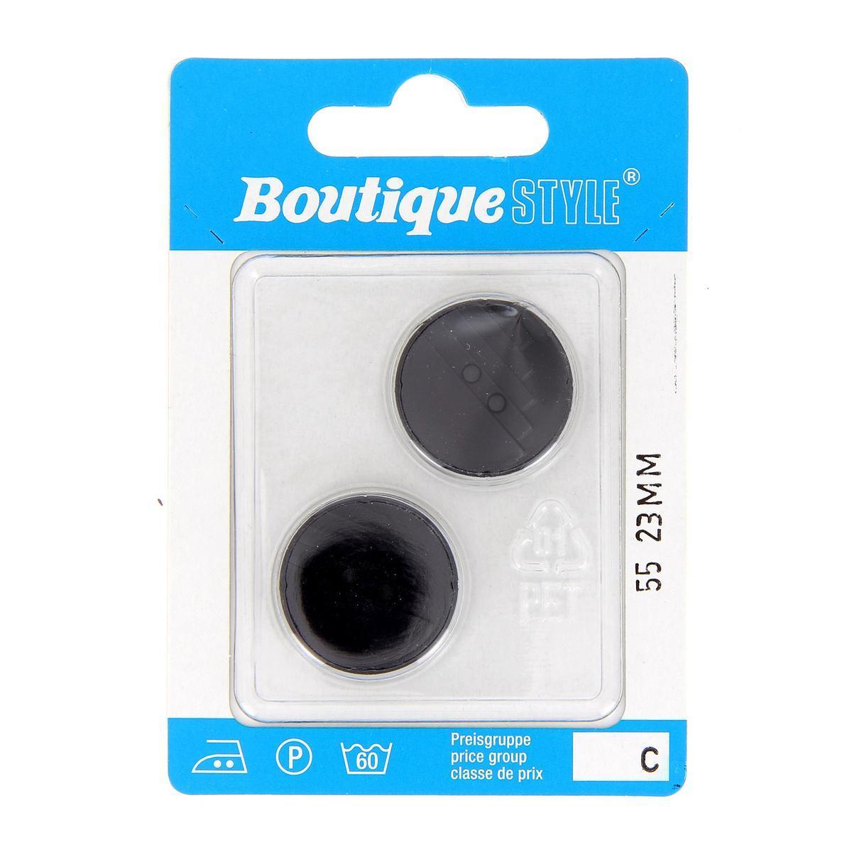 2 boutons - Plastique - Ø 23 mm - Noir