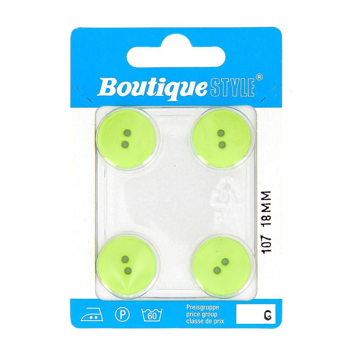 4 boutons - Plastique - Ø 18 mm - Vert