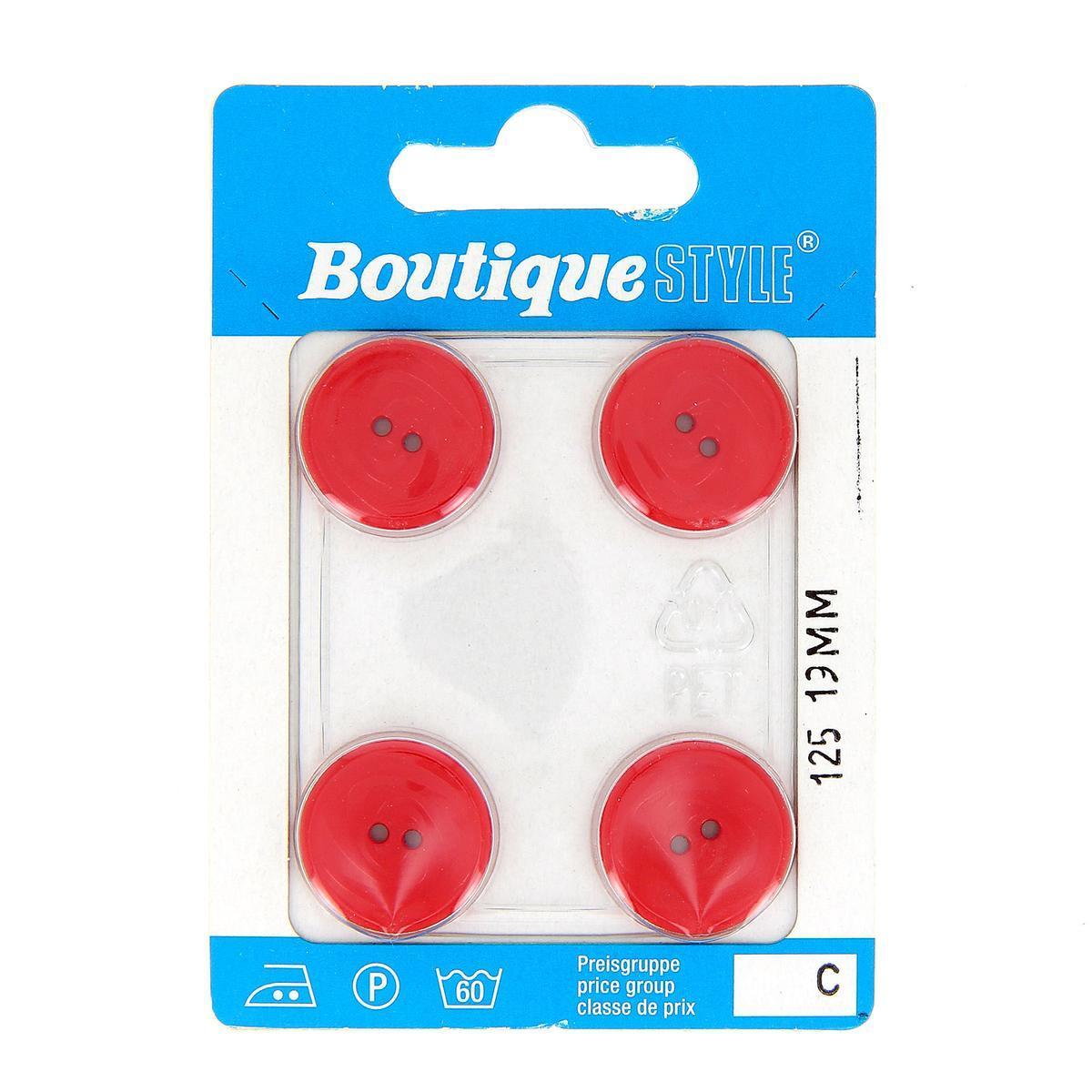 4 boutons - Plastique - Ø 19 mm - Rouge