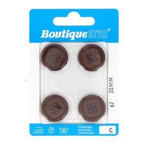 4 boutons - Plastique - Ø 20 mm - Marron