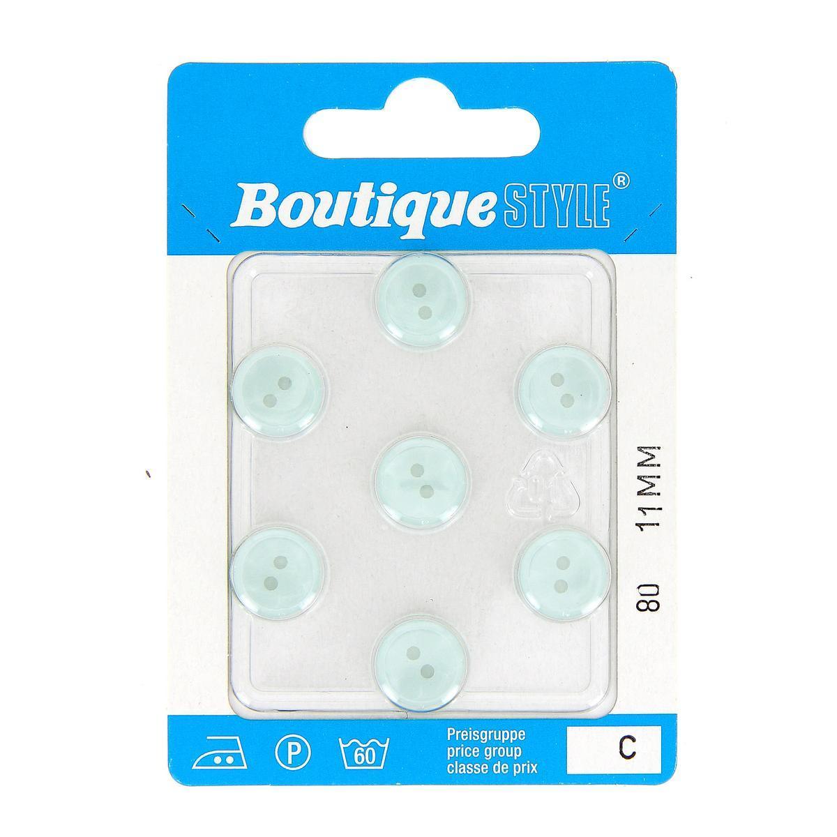 7 boutons - Plastique - Ø 11 mm - Bleu clair