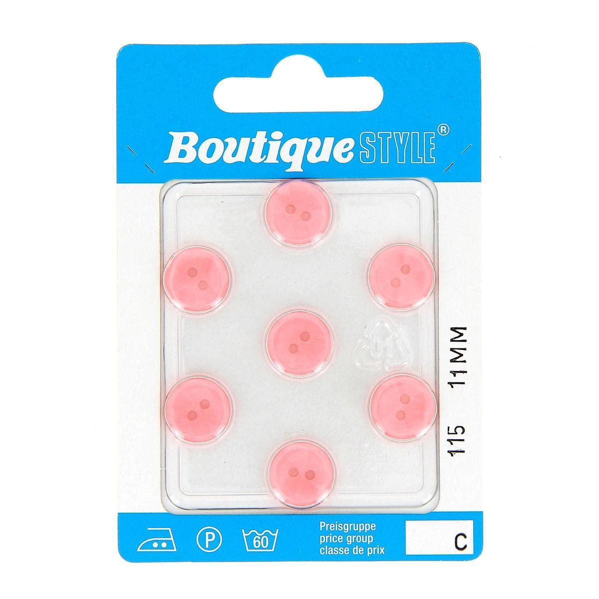7 boutons - Plastique - Ø 11 mm - Rose