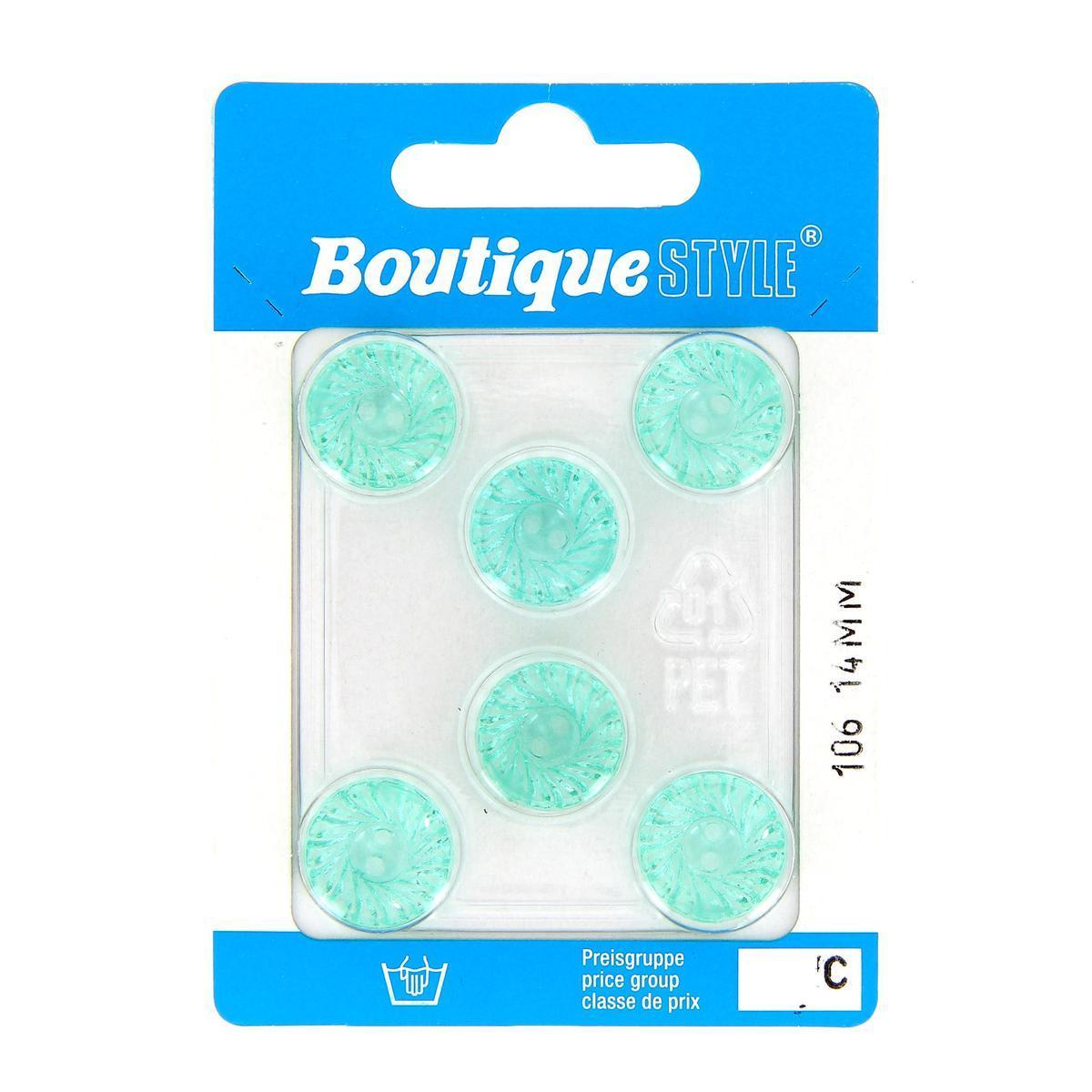 6 boutons - Plastique - Ø 14 mm - Vert