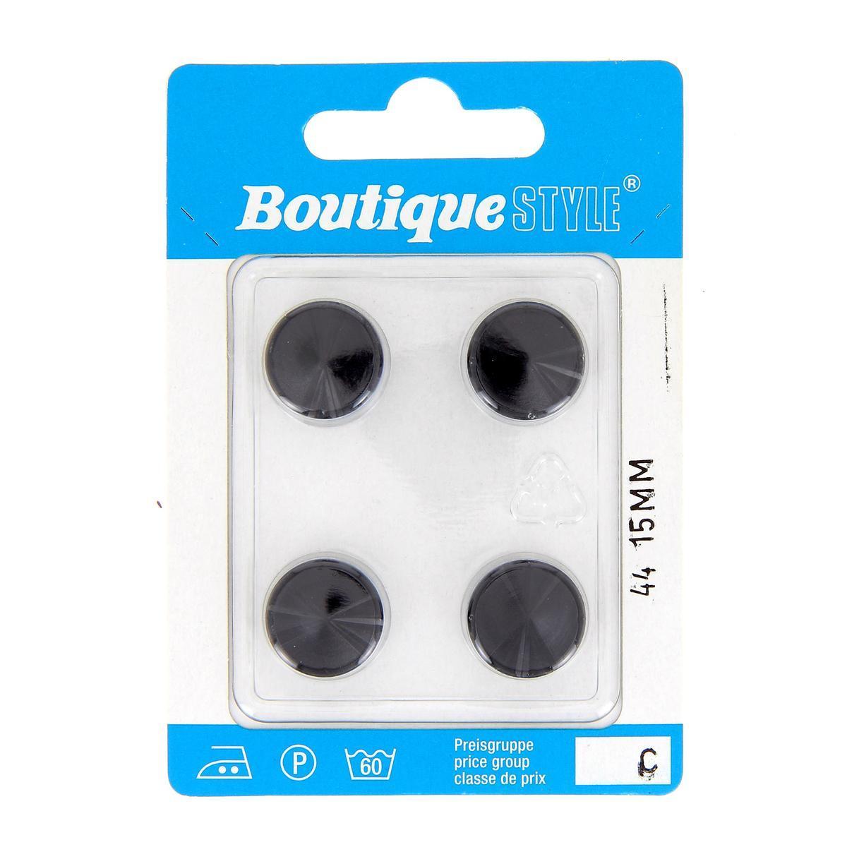 4 boutons - Plastique - Ø 15 mm - Noir