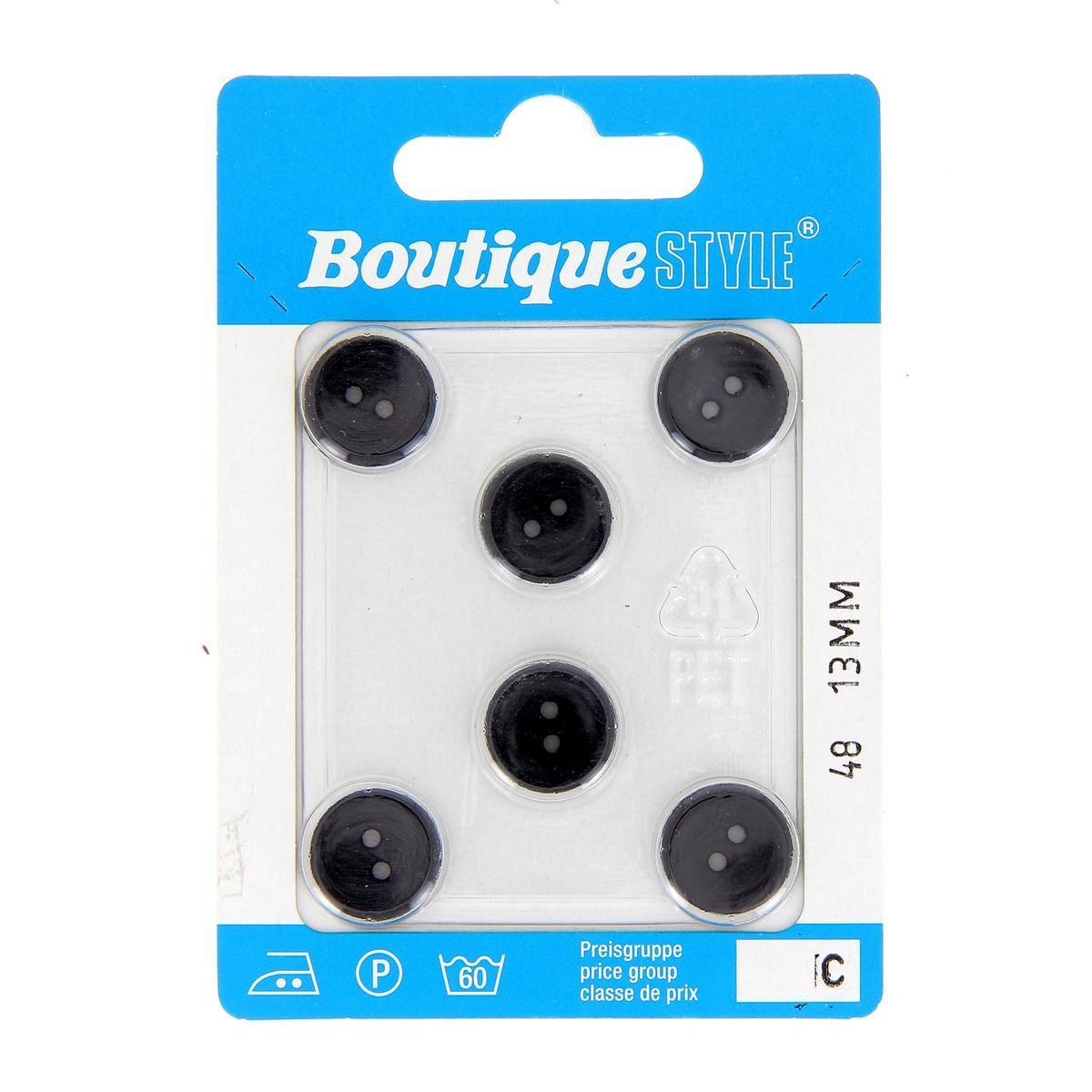 6 boutons - Plastique - Ø 13 mm - Noir