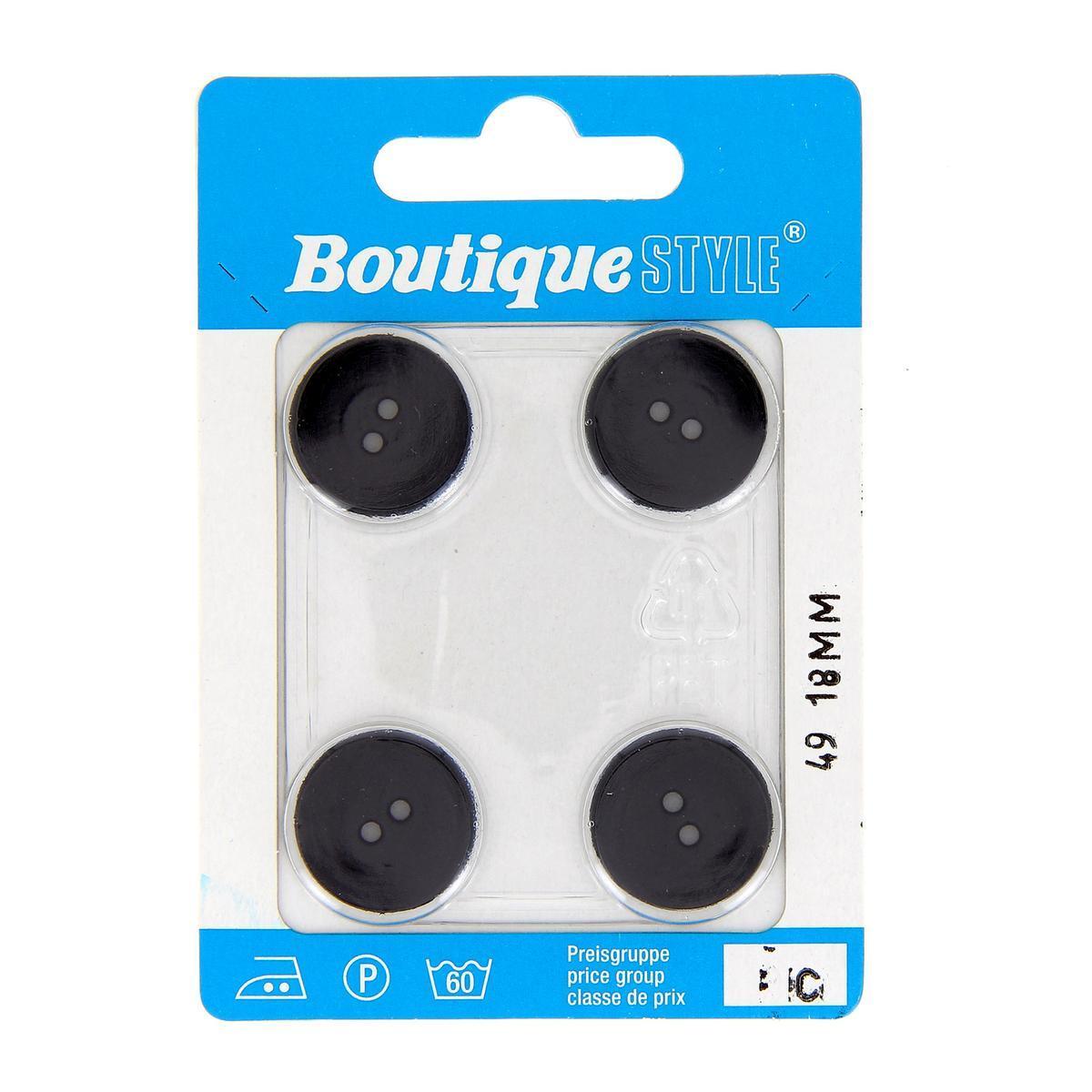 4 boutons - Plastique - Ø 18 mm - Noir