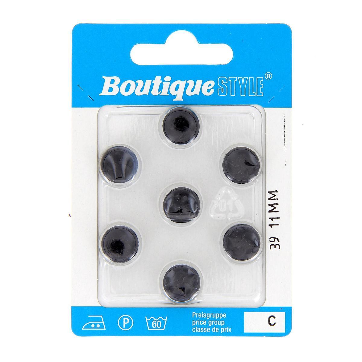 7 boutons - Plastique - Ø 11 mm - Noir