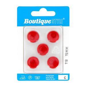 5 boutons - Plastique - Ø 15 mm - Rouge