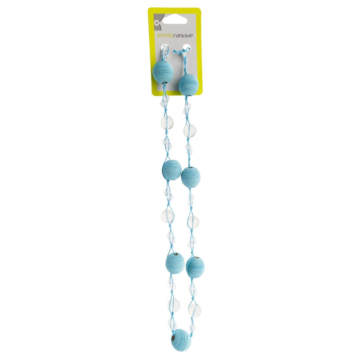 Embrasse à perles en coton - 80 cm - Turquoise