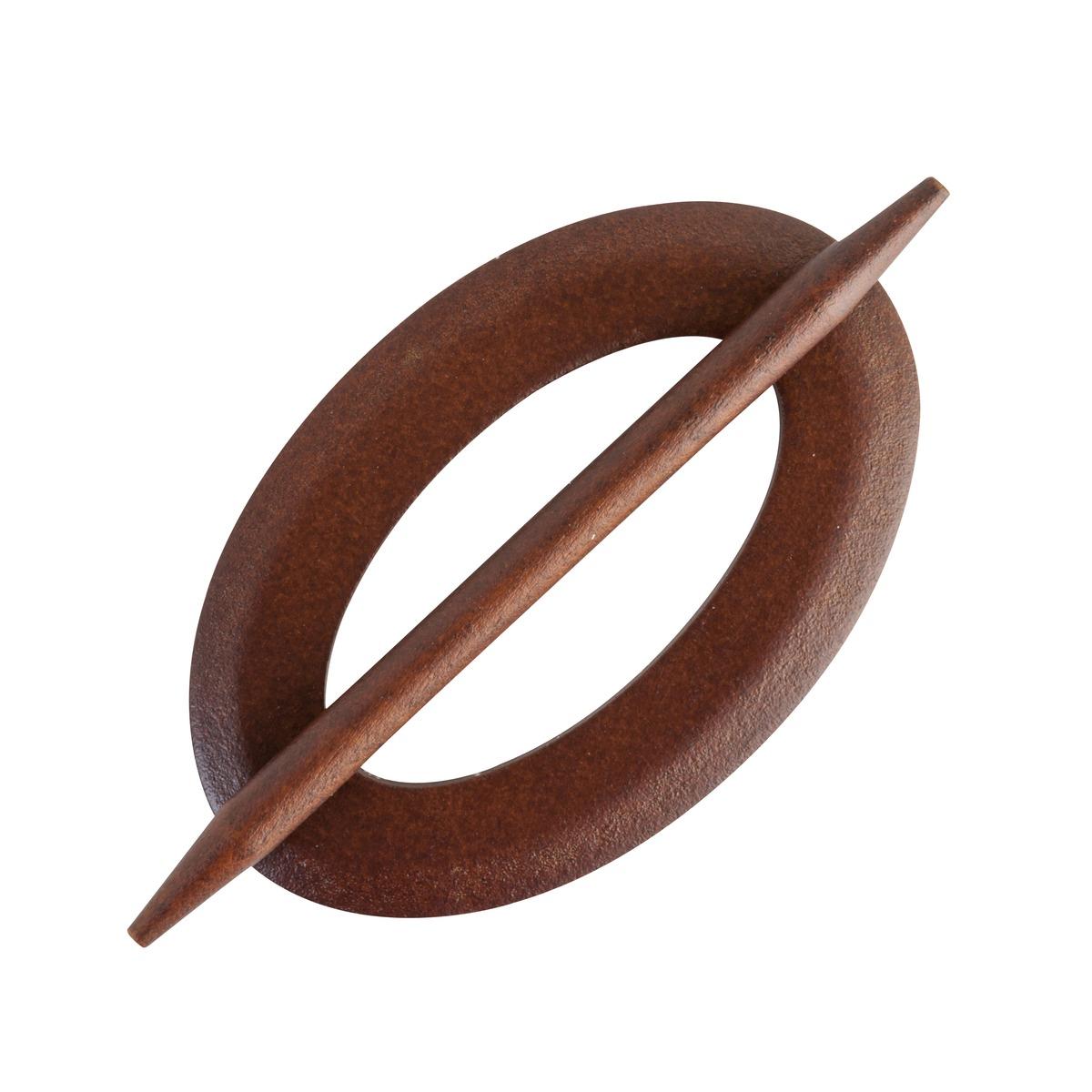 Embrasse ovale en bois - 6,5 x 10 cm - Tige 13 cm - Chêne