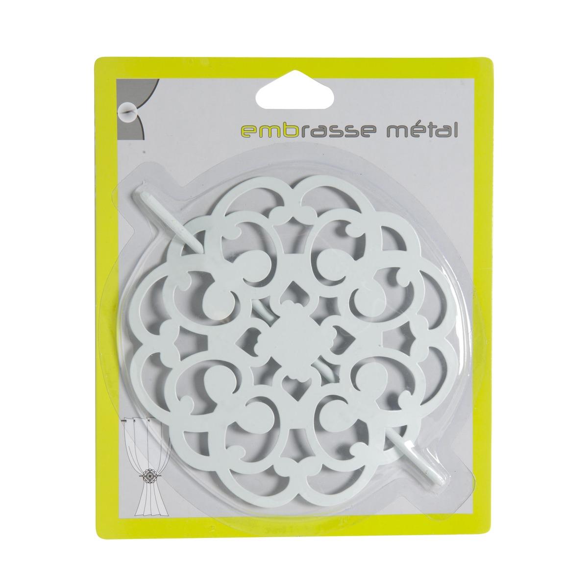 Embrasse arabesque en métal - Diamètre 17 cm - Blanc