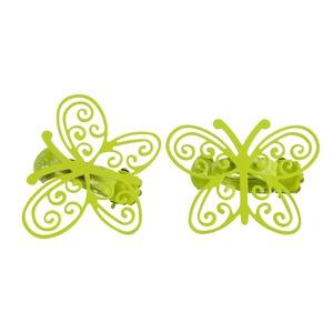 2 pinces en métal papillon - 8 x 6 cm - Vert