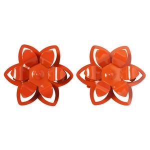 2 pinces en métal fleur - Diamètre 8,5 cm - Orange