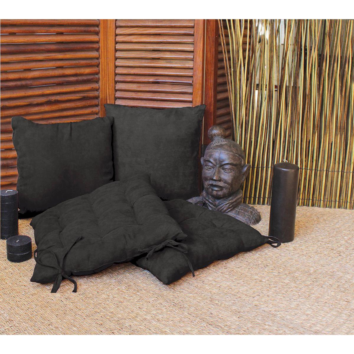 Galette de chaise - 100% polyester - 40 x 40 cm - Noir