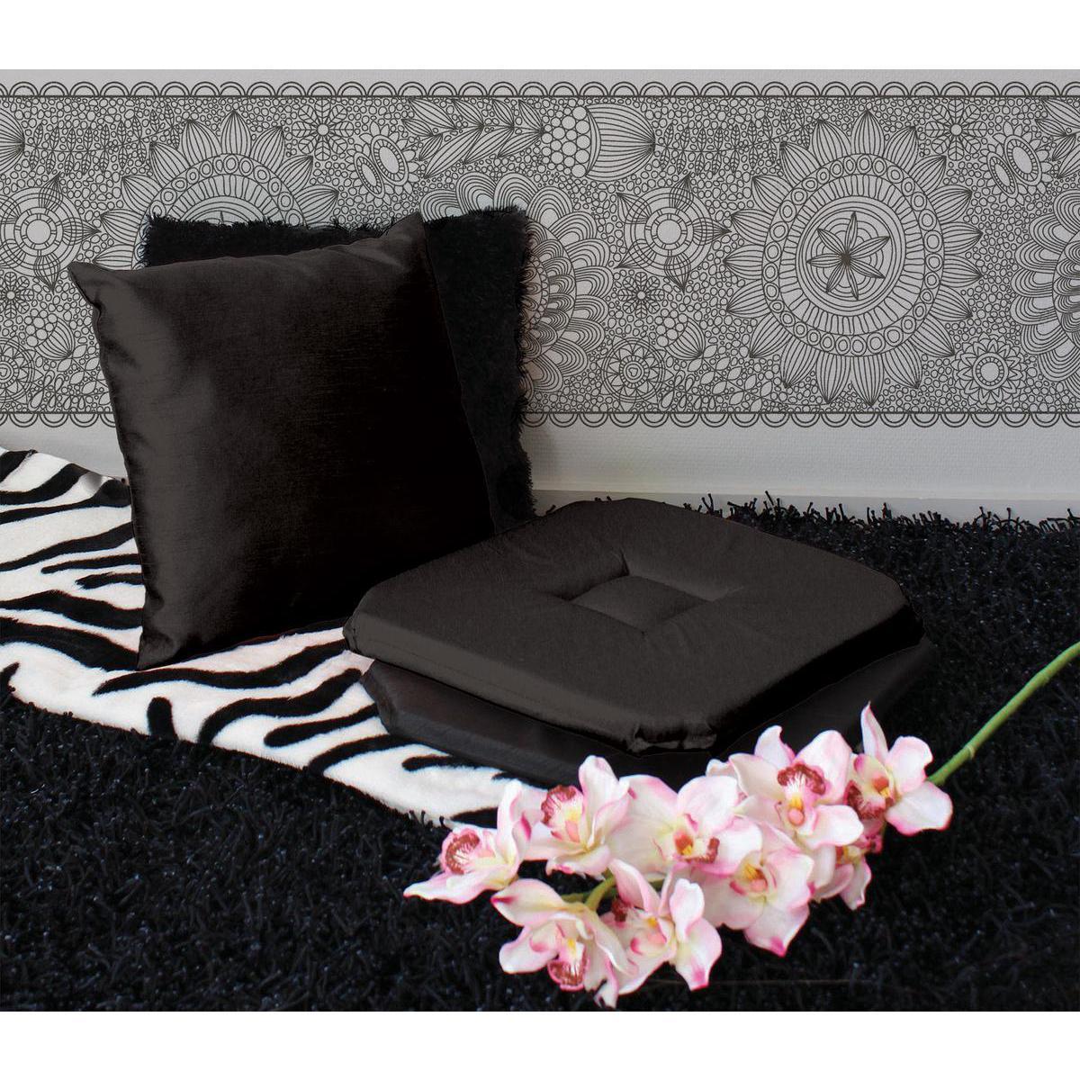 Coussin imitation Shantoung - 100% polyester - 40 x 40 cm - Noir