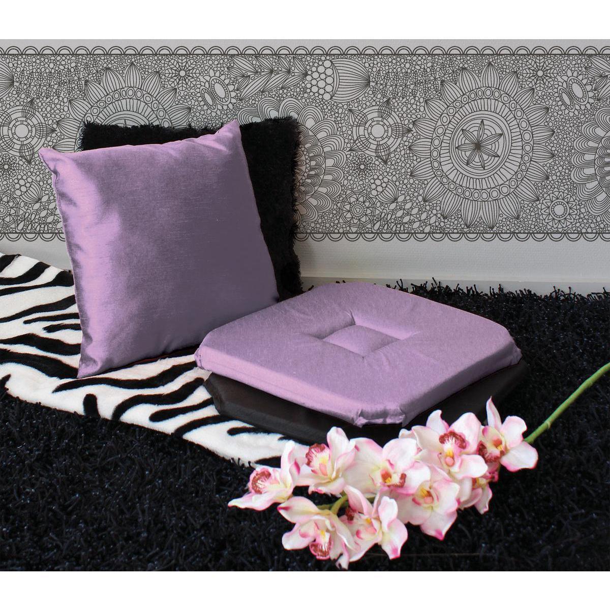 Coussin imitation Shantoung - 100% polyester - 40 x 40 cm - Violet