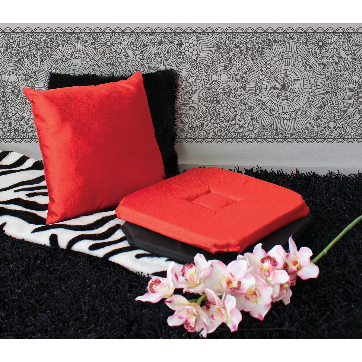 Coussin imitation Shantoung - 100% polyester - 40 x 40 cm - Rouge