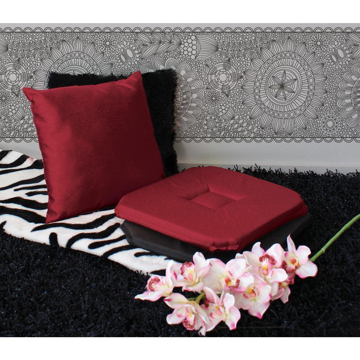 Galette de chaise - 100% polyester - 40 x 40 cm - Rouge