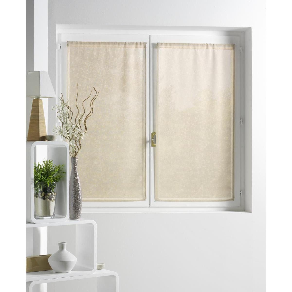 Paire de vitrages Alibi en polyester - 60 x 90 cm  -  Beige lin