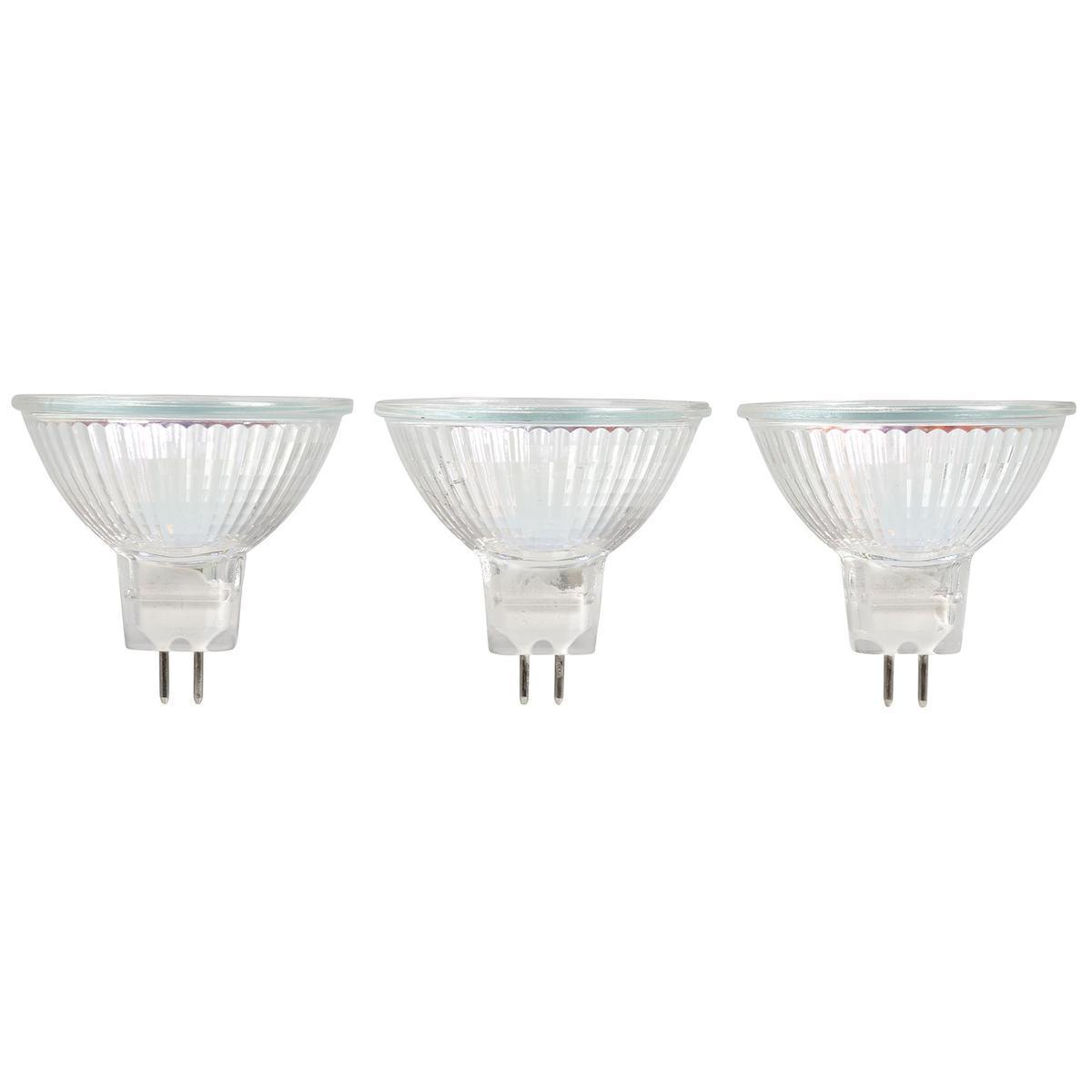 3 ampoules halogènes MR16 - 12 x 5 x 14 cm - Transparent