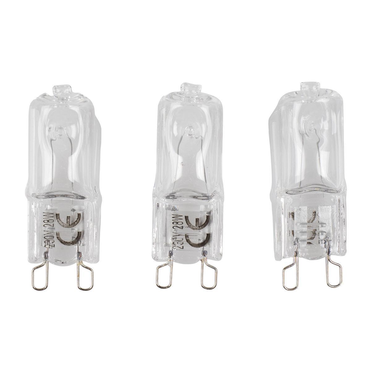 3 ampoules halogènes à économie d'énergie G9 - 12 x 1.5 x 14 cm - Transparent