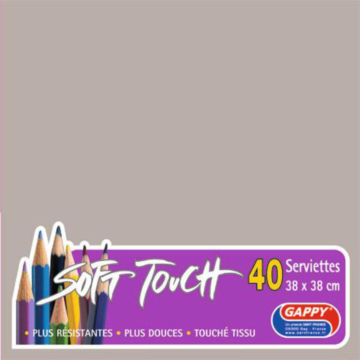 Lot de 40 serviettes Soft Touch Gappy - 38 x 38 cm - Pure Ouate de Cellulose - Marron