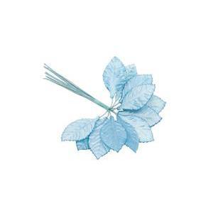 Lot de 36 feuilles végétales - Tissu - 4 x 2,5 cm - Bleu turquoise