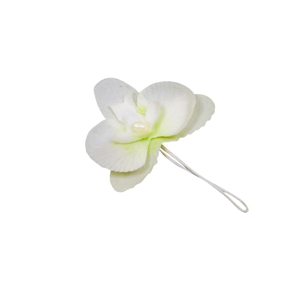 Orchidées sur tige - Polyester - 8 cm - Blanc ivoire