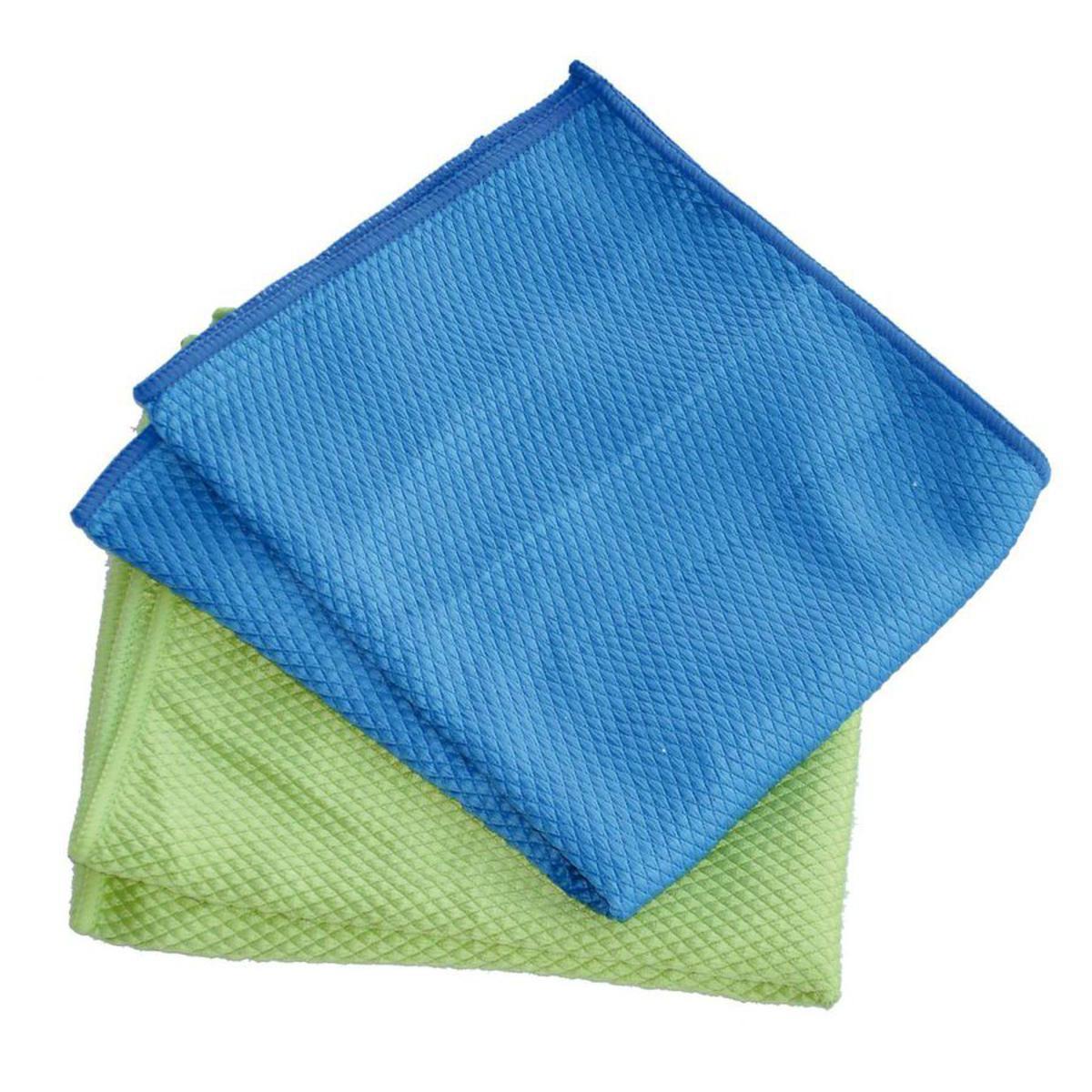 Lavette microfibre - Polyester et polyamide - 15 x 1 x 23 cm - Vert et bleu