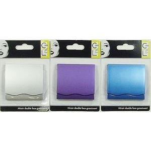 Miroir de sac effet grossissant - Format de poche - Différents coloris - Bleu, violet ou blanc
