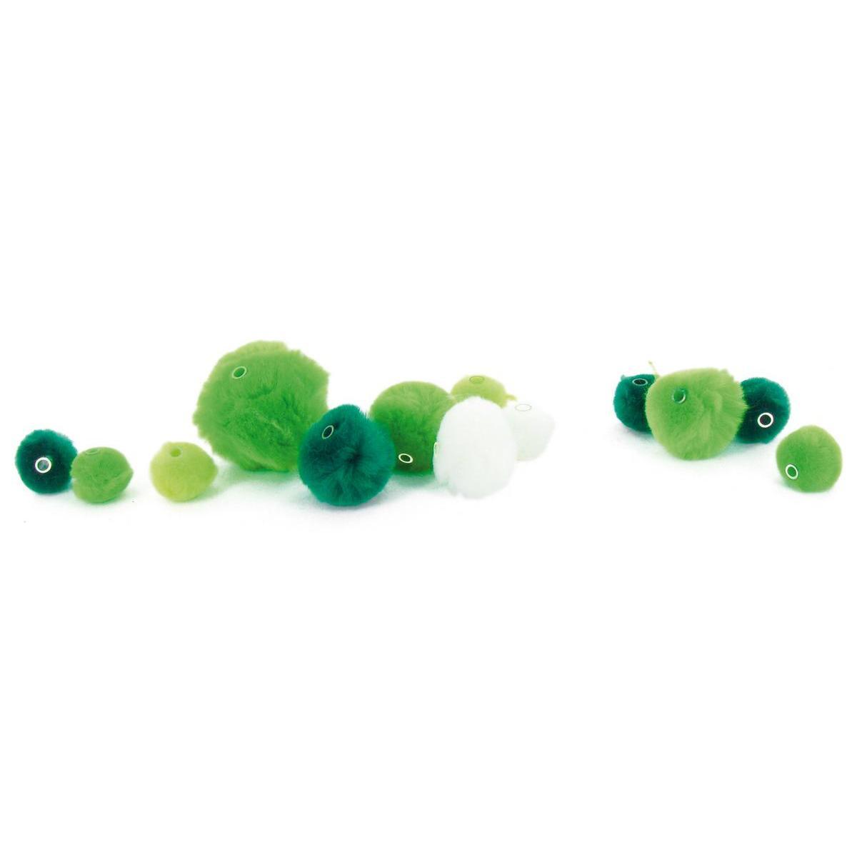 48 pompons perles - Synthétique - Ø 1,5 x 2,5 x 3,5 cm - Vert