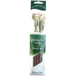 Lot de 20 bâtons d'encens patchouli - Bois écorces - 31 x 6,5 cm - Vert et Blanc