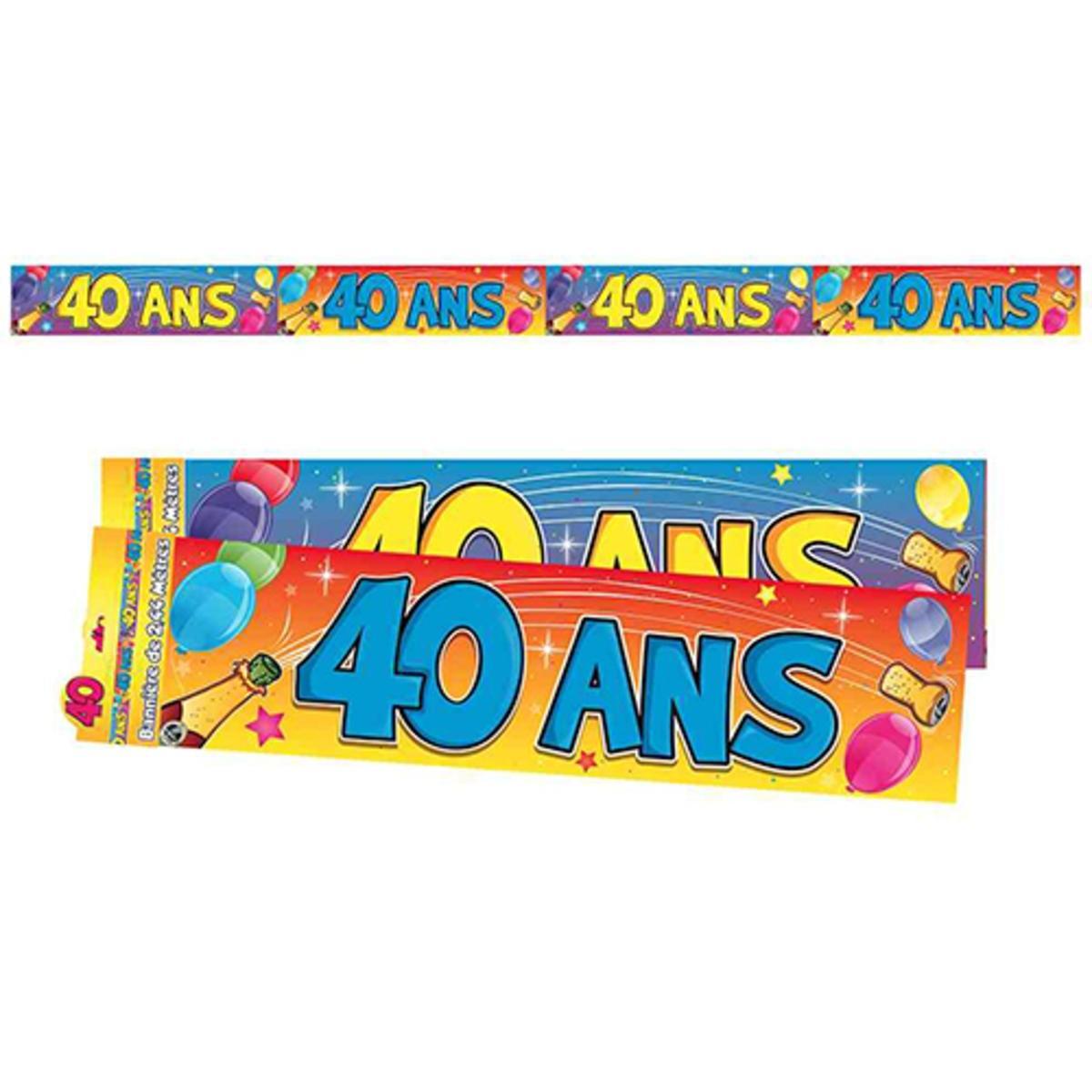 Bannière Anniversaire 40 ans - 2,44 m x 16 cm - Multicolore