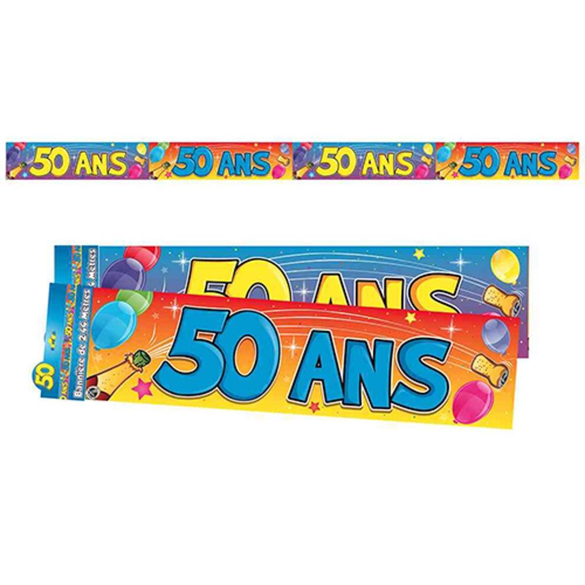 Bannière Anniversaire 50 ans - 2,44 m x 16 cm - Multicolore