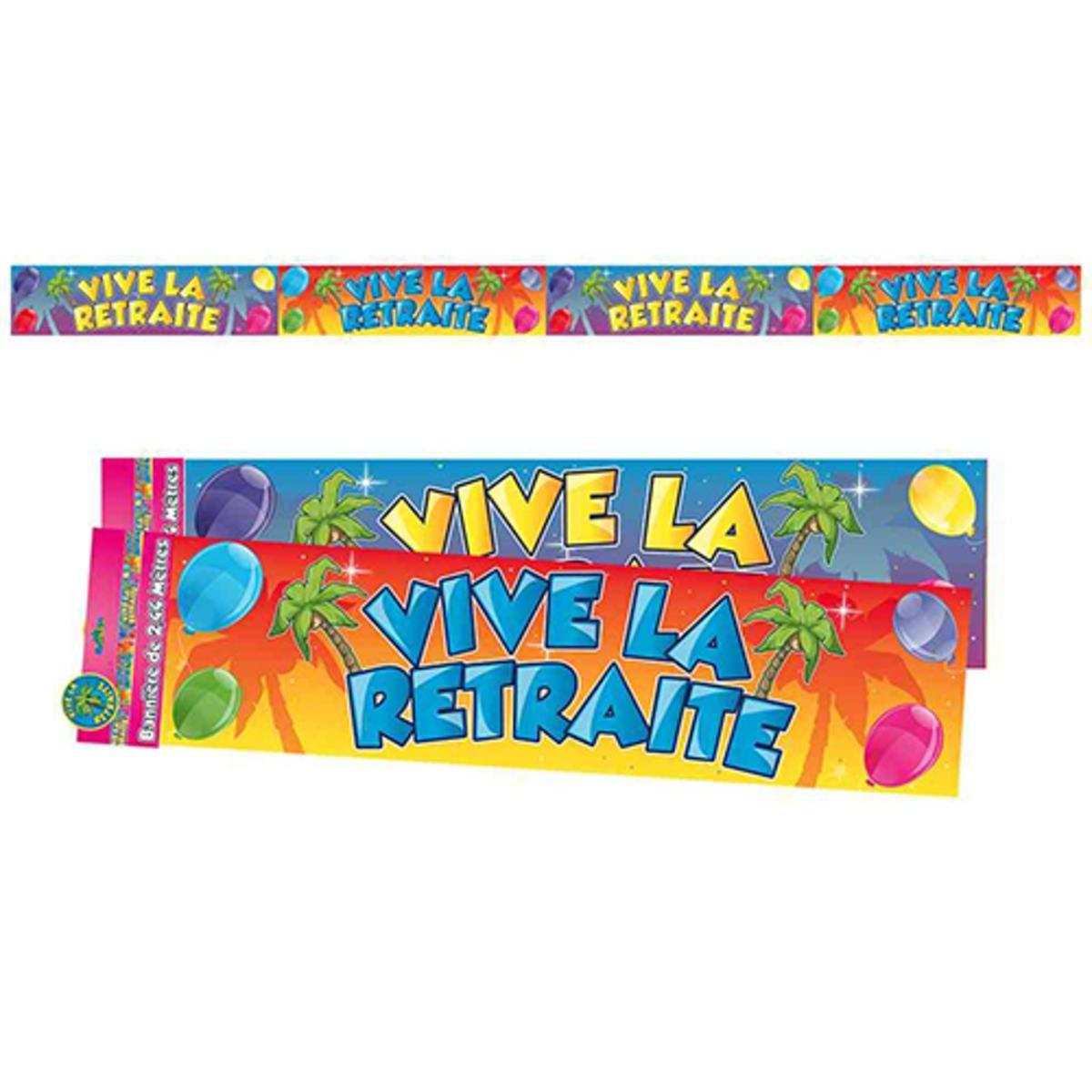 Bannière Vive la retraite - 2,44 m x 16 cm - Multicolore