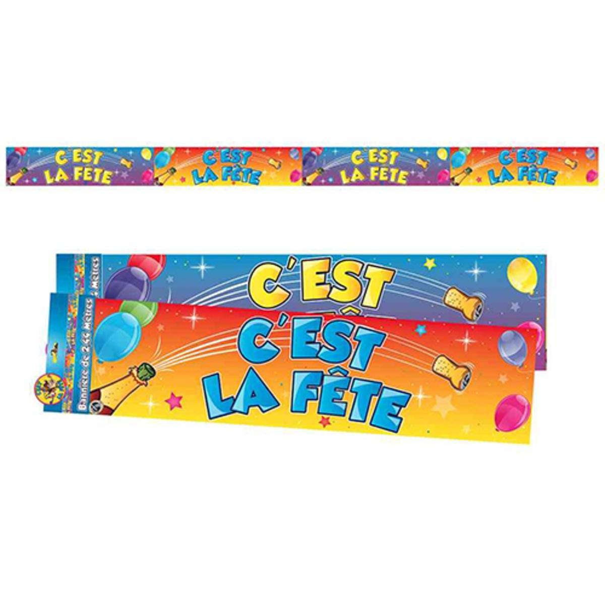 Bannière C'est la fête - 2,44 m x 16 cm - Multicolore