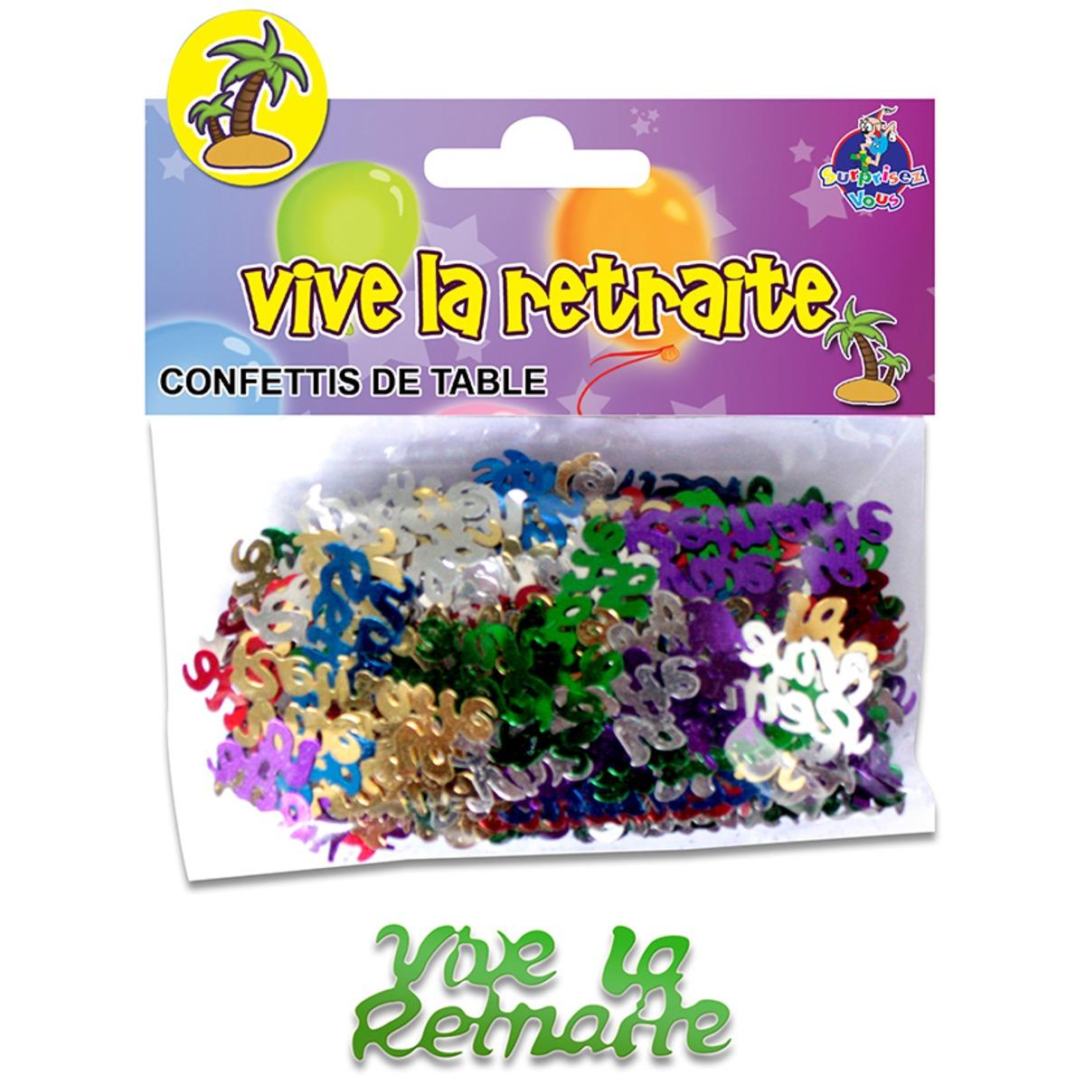 Sachet de confettis de table Vive la retraite - 12 x 10 cm - Multicolore