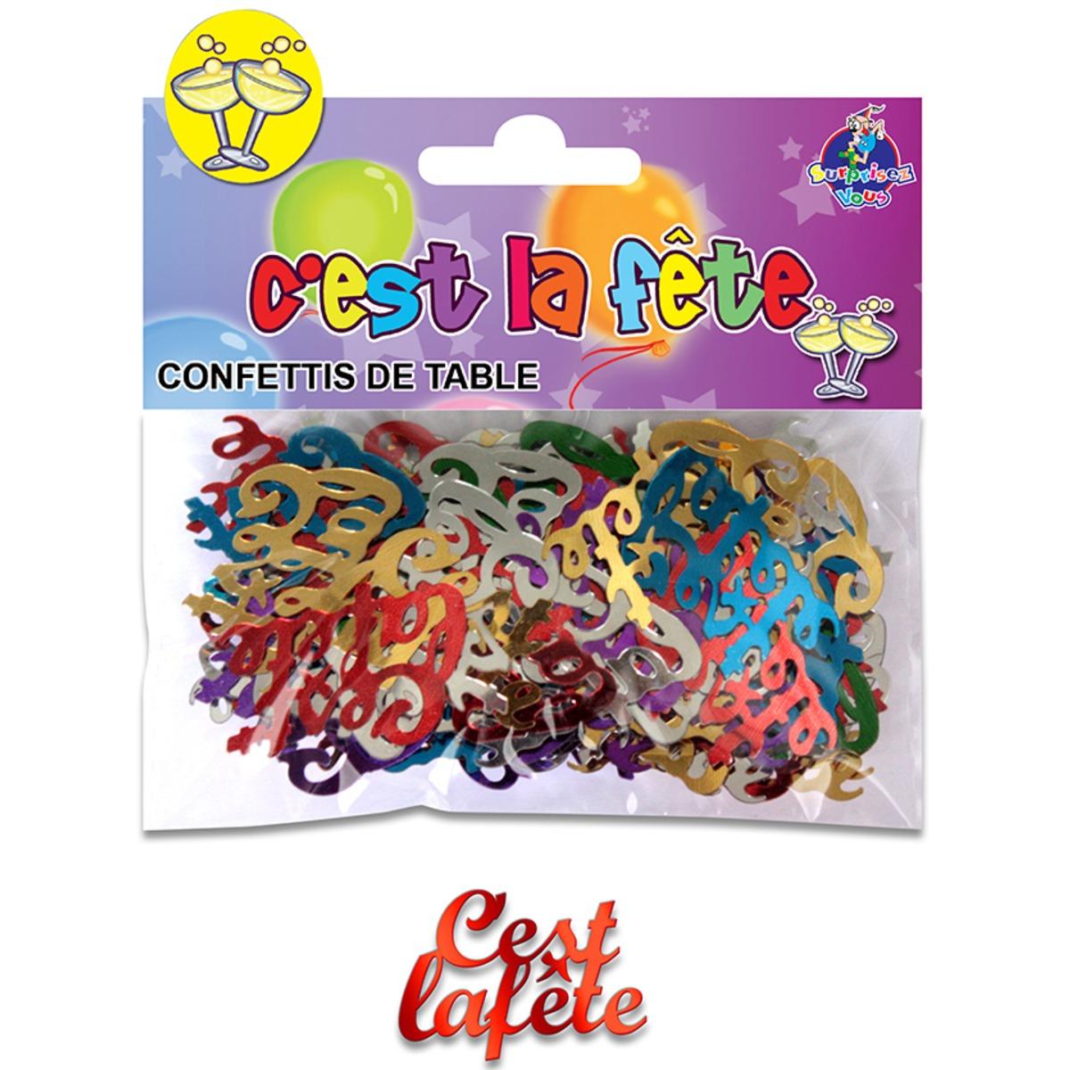 Sachet de confettis de table C'est la fête - 12 x 10 cm - Multicolore