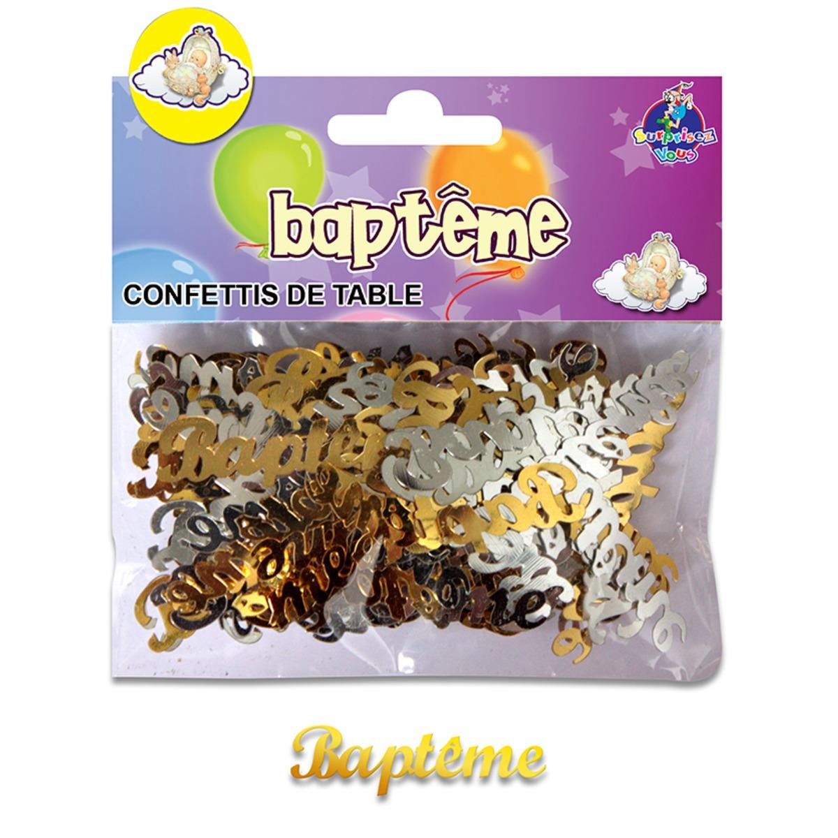 Sachet de confettis de table Spécial baptême - 12 x 10 cm - Multicolore