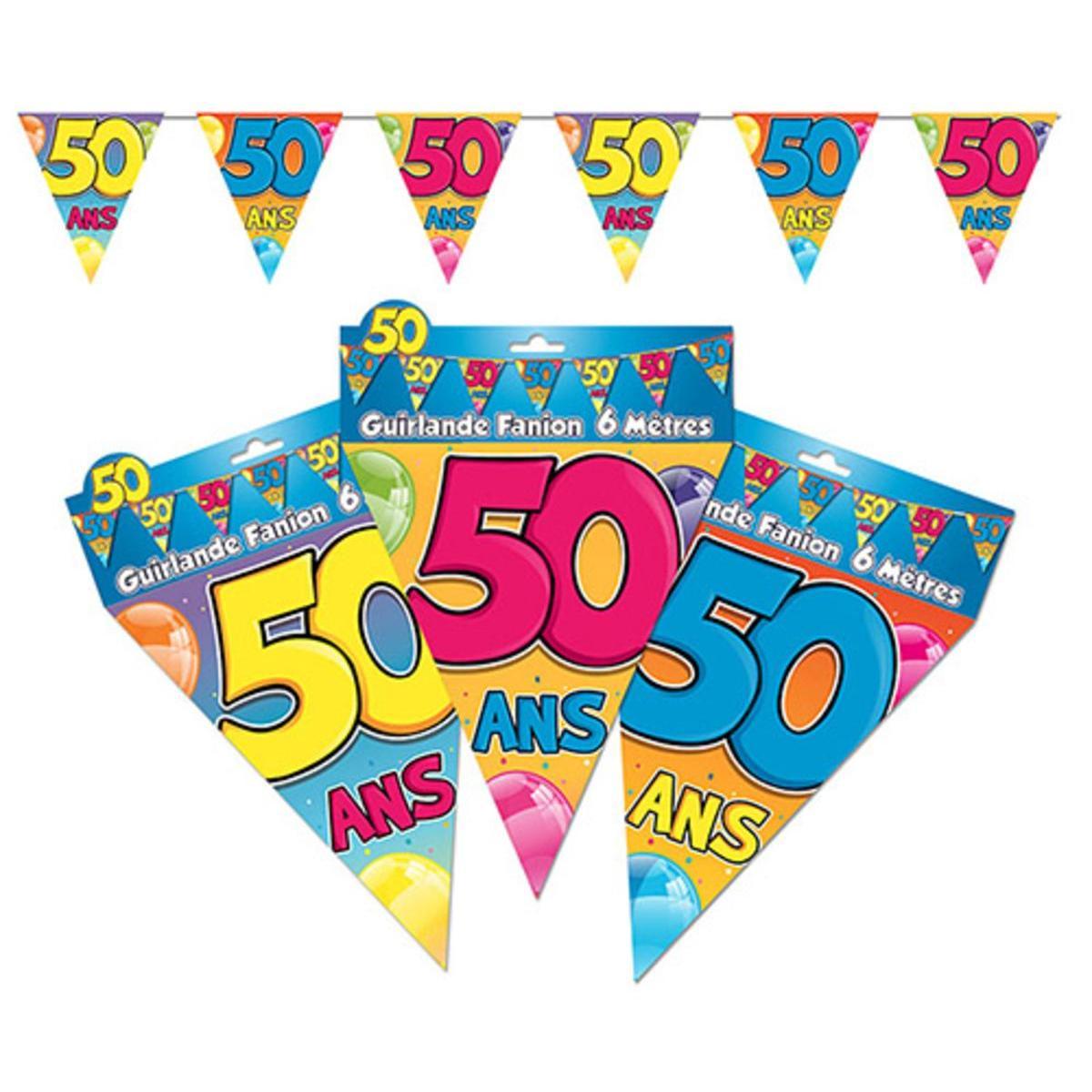 Guirlande fanion Anniversaire 50 ans - 6 m - Multicolore