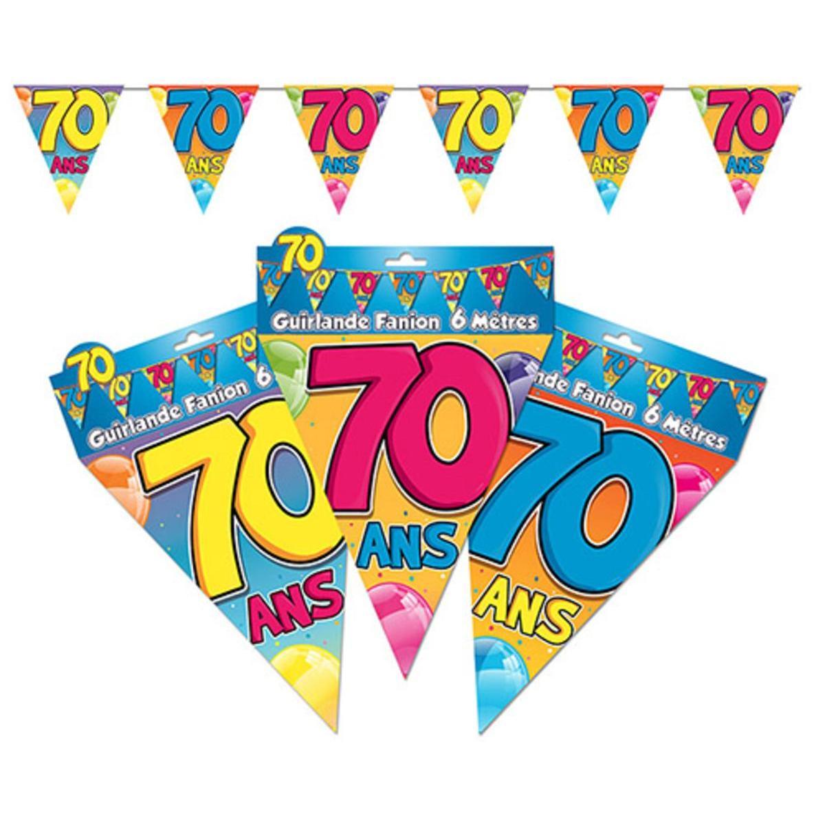 Guirlande fanion Anniversaire 70 ans - 6 m - Multicolore