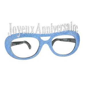 Lunettes géantes pailletées Joyeux anniversaire - 23 cm - Bleu