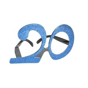 Lunettes géantes pailletées Anniversaire 20 ans - 23 cm - Bleu