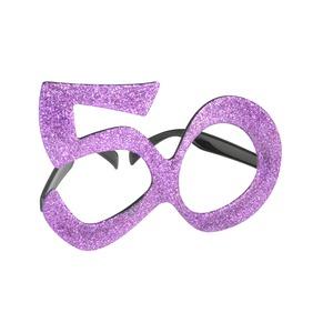 Lunettes géantes pailletées Anniversaire 50 ans - 23 cm - Violet